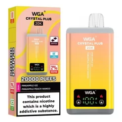 Wholesale WGA Crystal Plus 20000 Puffs Disposable Vape Pineapple Ice & Pineapple Peach Mango