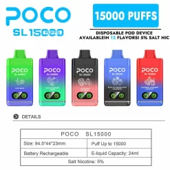 Wholesale E Cigarette Vape Smart Screen POCO SL 15000 Puffs Disposable vape 9
