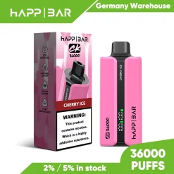 Оптовая продажа Happ бар 36000 затяжек одноразовые Vape вишневый лед