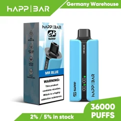 Оптовая продажа Happ бар 36000 затяжек одноразовые Vape г-н синий