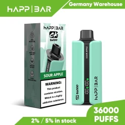 Оптовая продажа Happ бар 36000 затяжек одноразовые Vape кислое яблоко