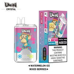 Grossiste Vapeur jetable Uwin Twins Crystal 40k Pastèque Ice & Mixed Berries