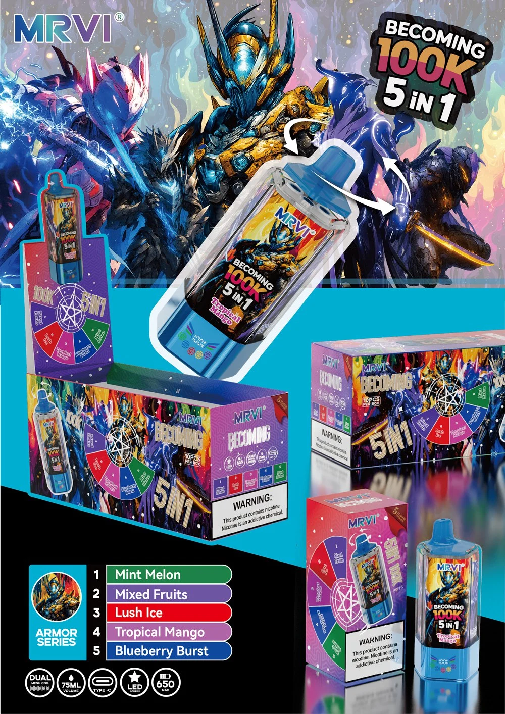 Wholesale Mrvi Becoming 100k Puffs 5in1 Disposable Vape 2 Wholesale Mrvi Becoming 100k Puffs 5in1 Disposable Vape 2