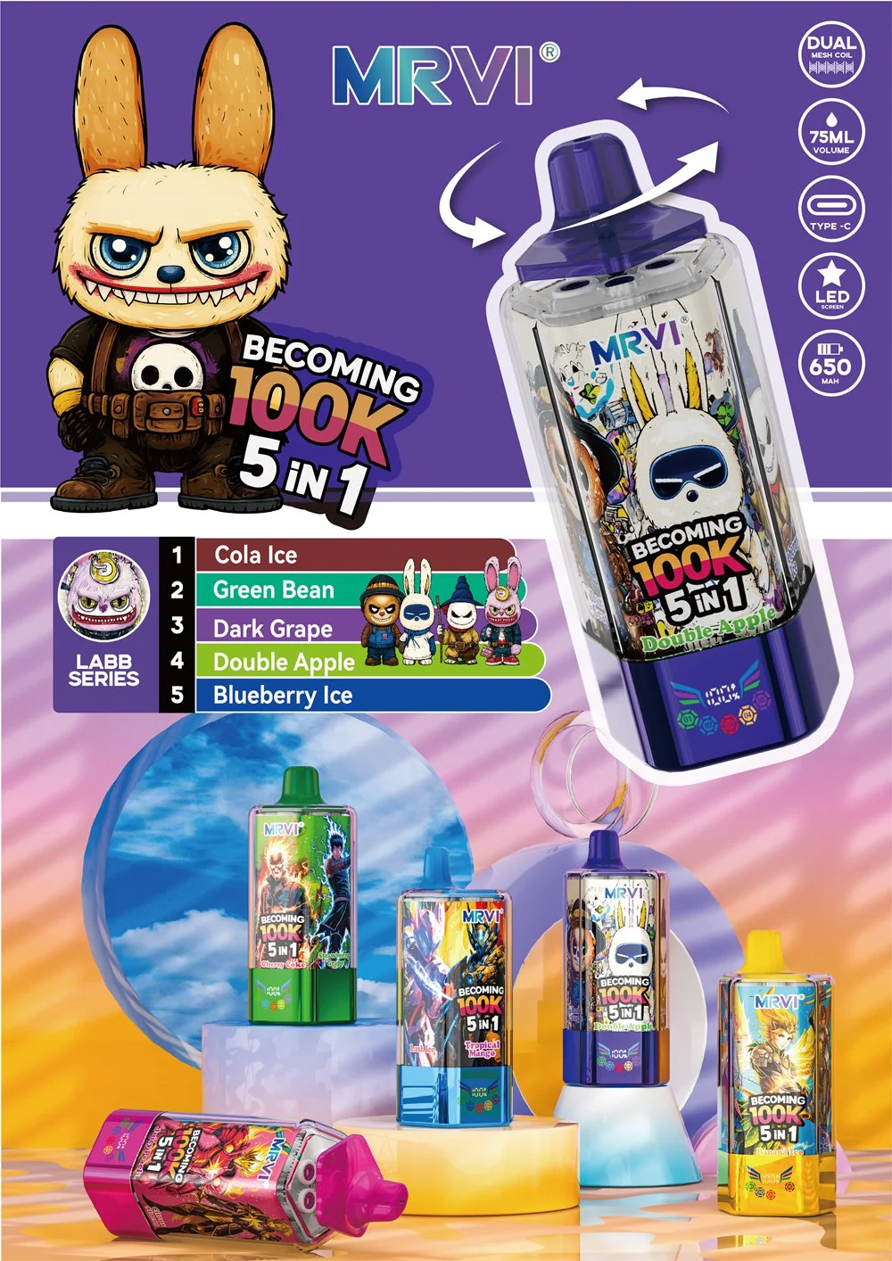 Wholesale Mrvi Becoming 100k Puffs 5in1 Disposable Vape 3 Wholesale Mrvi Becoming 100k Puffs 5in1 Disposable Vape 3