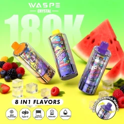 Wholesale Newest WASPE Crystal 8in1 180K 180000 Puffs Disposable Vape 8