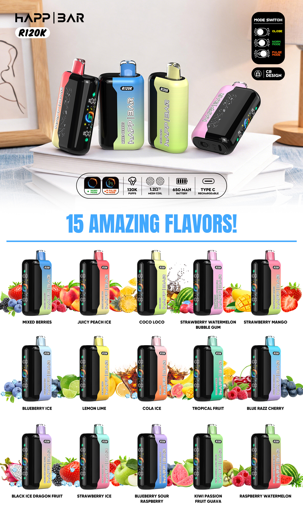 Wholesale HAPP BAR R120K Puffs Disposable Vape Europe Warehouse 10