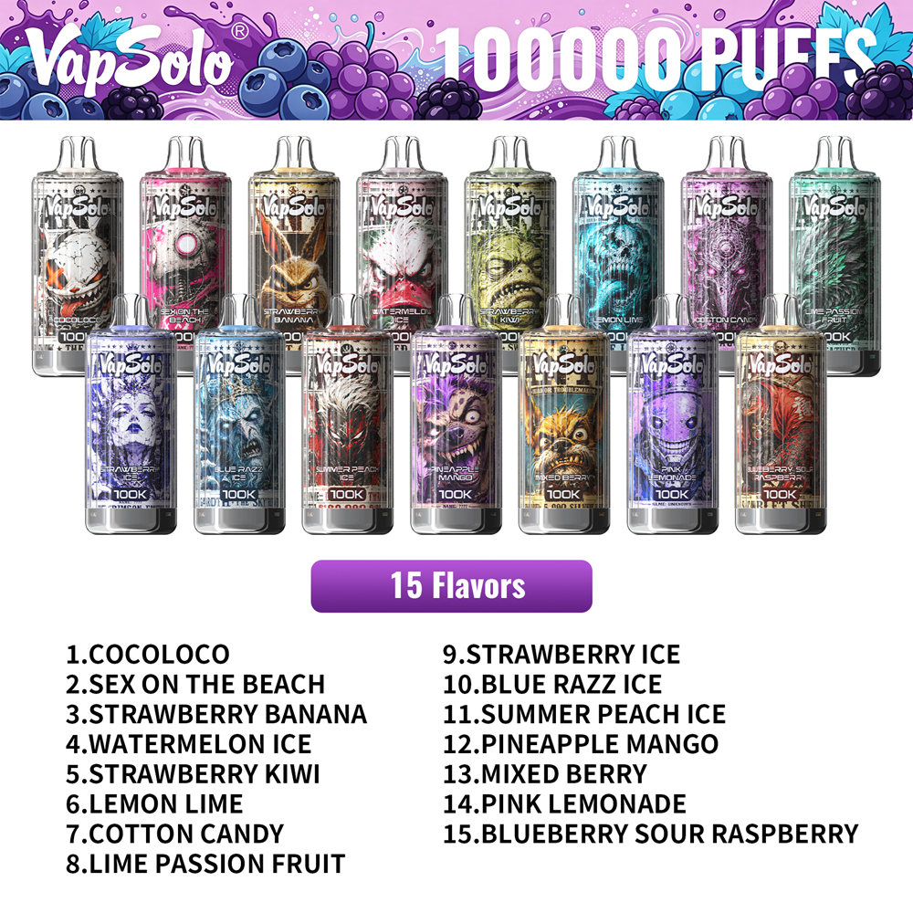 Wholesale Top Brand Vapsolo 100K Puffs Disposable Vape 9
