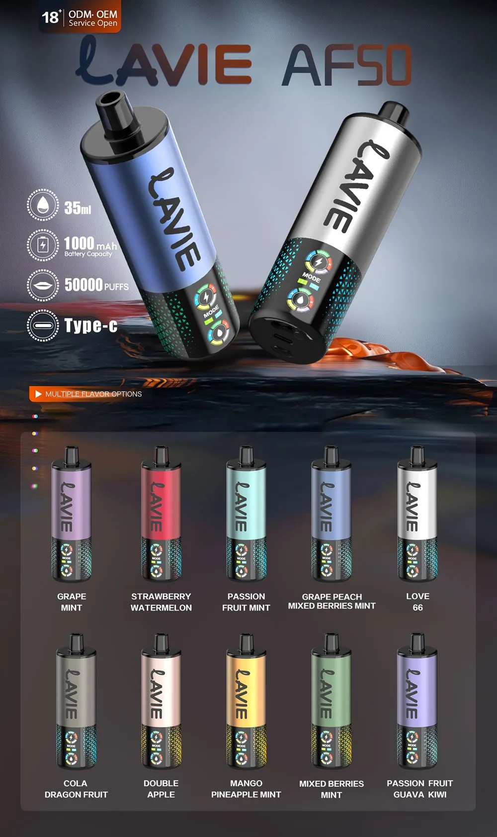 Official Wholesale LAVIE AF50 50000 Puffs Disposable Vape 10 Official Wholesale LAVIE AF50 50000 Puffs Disposable Vape 10