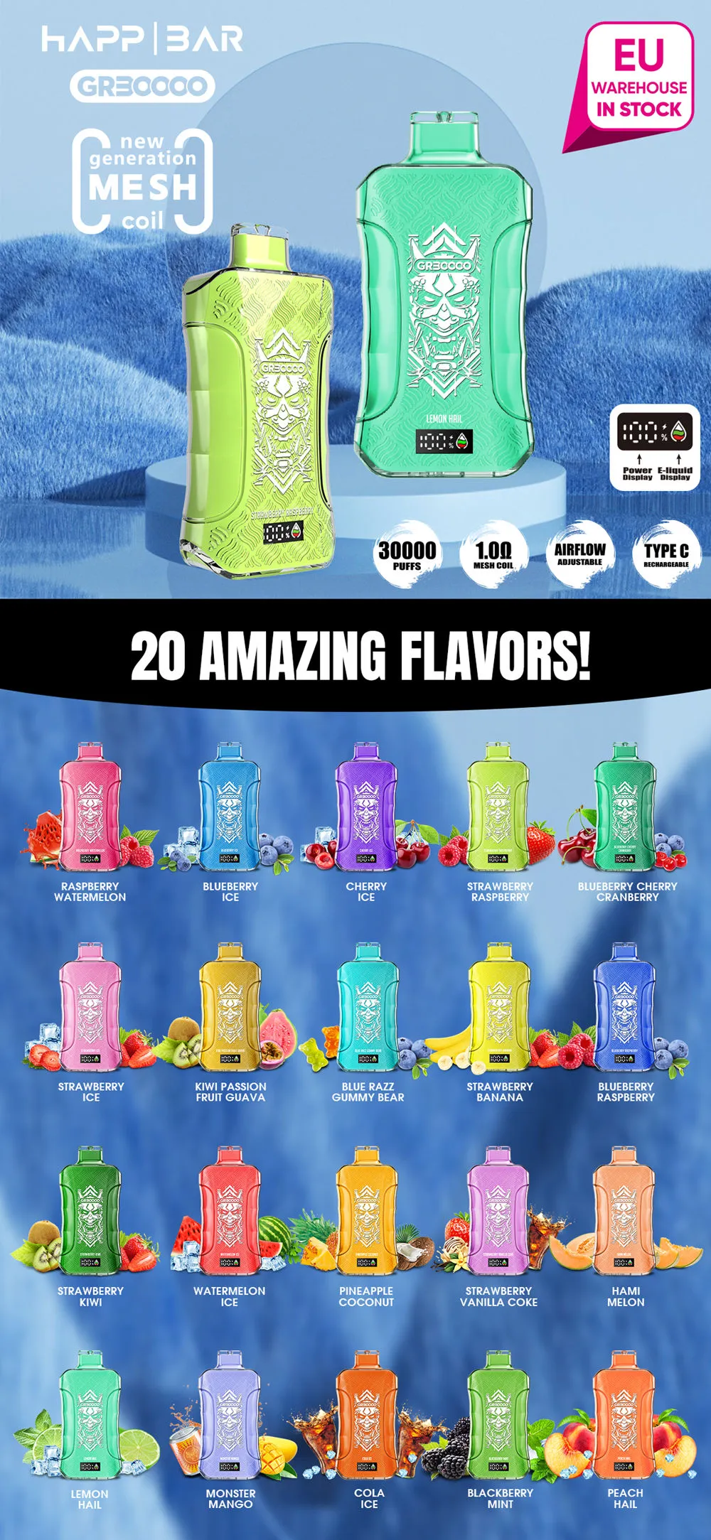 Wholesale Happ bar 30000 Puffs Disposable Vape Eu Warehouse 11 Wholesale Happ bar 30000 Puffs Disposable Vape Eu Warehouse 11
