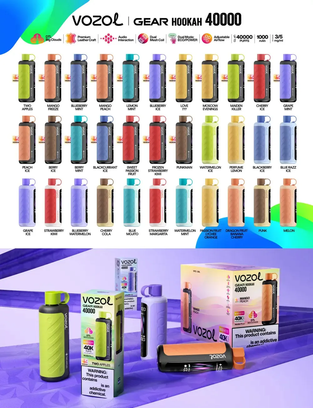 Wholesale Vozol Hookah 40K Puffs Vape Ecigs Free Shipping 9